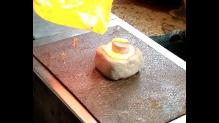 Casting a copper ring  crucible making etc [upl. by Odab]