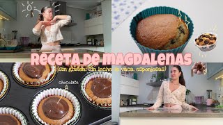 Receta de magdalenas sin gluten🧁esponjosas sin leche de vaca [upl. by Inaluahek]