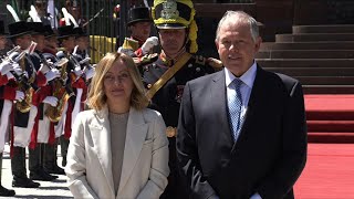 In Argentina Italys Meloni takes part in ceremony honoring General Jose de San Martin  AFP [upl. by Mays]