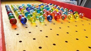 Marble run asmr ☆ Collect marble balls on a handmade wooden gutter slope [upl. by Cid948]