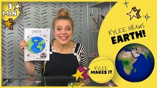 How to Draw Earth  Kylee Draws the Planet Earth  Easy Drawing Planets Video for Kids  Earth Day [upl. by Sykleb]