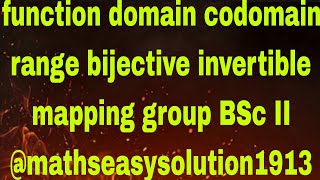 function domain codomain range bijective invertible mapping group BSc II mathseasysolution1913 [upl. by Kcirddor381]