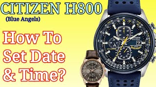 Citizen H800 Blue Angels Watch Setting Instructions  Set Date amp Time H804 [upl. by Ireland]