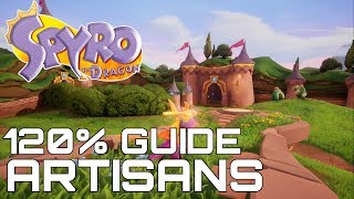 Spyro The Dragon Reignited 120 Guide ARTISANS ALL DRAGONS EGGS GEMS SECRETS [upl. by Laenej]