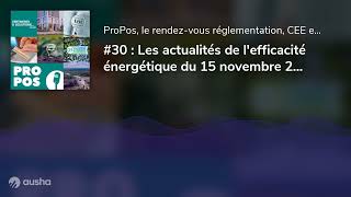 30  Les actualités de lefficacité énergétique du 15 novembre 2024 [upl. by Eeleak]