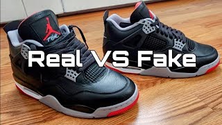 Jordan 4 Bred Reimagined REAL VS FAKE [upl. by Airtemak292]