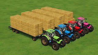 DEUTZ FAHR TRACTORS Of COLORS amp MAKING STRAW BALES IN Farming Simulator 22 [upl. by Atok664]