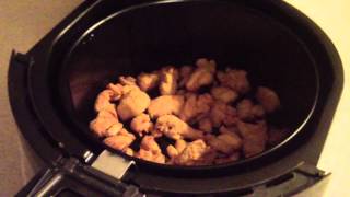 COOKS ESSENTIALS 3QT 1400 WATT AIR FRYER 1ST TIME REVIEW CHICKEN DICED THIGHS [upl. by Hutchings]