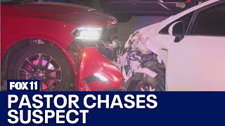 Wild San Fernando Valley chase ends in crash [upl. by Goldenberg]