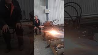 Oxyacetylene cutting flame produced by burning acetylene gas with oxygen to cut metals [upl. by Delwin446]