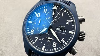 IWC Pilots Watch Chronograph Top Gun Oceana Blue Ceramic IW389404 IWC Watch Review [upl. by Lazar]