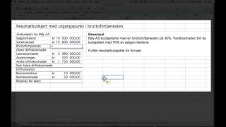 9 Resultatbudsjett 2  utgangspunkt i bruttofortjeneste [upl. by Rothwell]