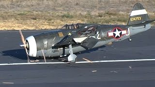 Lensyl calls a Mayday when his RC P47 Thunderbolt landing gear fails [upl. by Catherine]