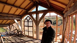 Timber Framed Barn Part 30 Curved Church Windows [upl. by Findlay]