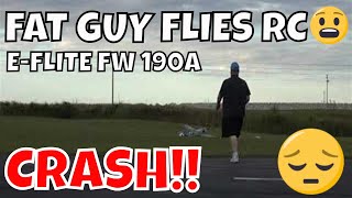 CRASH AT TAKE OFF THE EFLITE FW 190A by Fat Guy Flies RC [upl. by Yhtimit559]