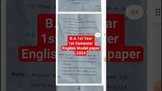 ba 1st year English model paper 202425  ba 1st semester English question paper [upl. by Eydie640]