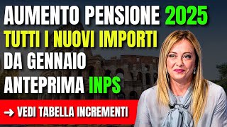 AUMENTO PENSIONI 2025 📈 TUTTI I NUOVI IMPORTI da GENNAIO ANTEPRIMA INPS ➜ VERIFICA TABELLA AUMENTI [upl. by Cyndy64]