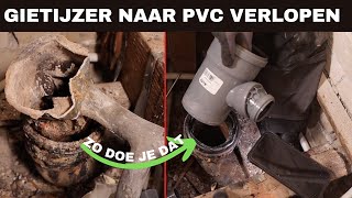 Leer hoe je een goede PVC aansluiting maakt op een oude gietijzeren verbinding [upl. by Mollee]