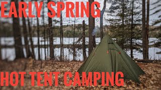 Early Spring Hot Tent Camping  Easter Adirondack Adventure EAA [upl. by Doloritas700]