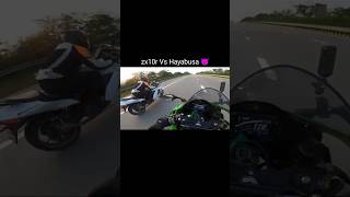 Zx10r Vs Hayabusa Drag race 😈🚀 Highway check the bike top speed kawasaki ktmrc390 shorts [upl. by Ocirne]