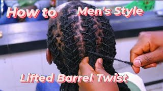 How to Style Lifted Barrel Twist Braid on Dreads for Men with Low Ponytail [upl. by Safire]