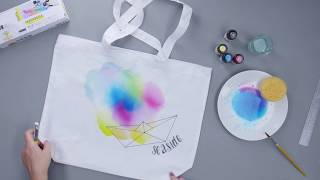 DIY Anleitung Taschen selber gestalten mit Marabu Textil Aquarelle [upl. by Ahsenid]