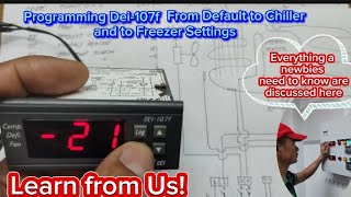 PROGRAM DEI107F DIGITAL THERMOSTAT OF COMMERCIAL REFRIGERATOR FROM DEFAULT TO CHILLER TO FREEZER [upl. by Jacey786]