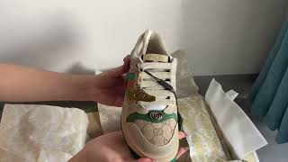 Unboxing Review Gucci Old Style Shoes All Details [upl. by Cyb]