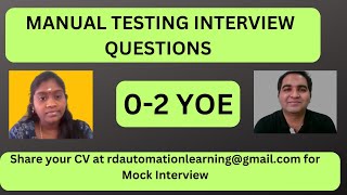 Manual Testing Interview For Freshers Testing Interview Questions [upl. by Sarnoff]