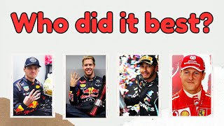 Who had the best 4year title run Verstappen vs Hamilton vs Vettel vs Schumacher [upl. by Niak]