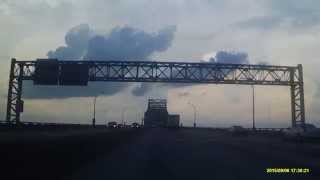 Huey Long Bridge crossing the Mississippi River into Baton Rouge [upl. by Anihtyc]