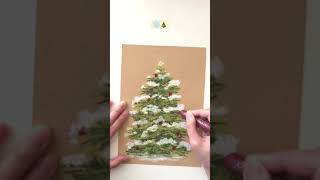 Christmas tree drawing with oil pastels 🎄  shorts [upl. by Eneluj206]