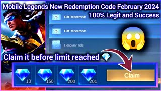 Mobile Legends diamond redeem codes February 26 2024  Get this amazing ML Reward gift Code 💎💎💎 [upl. by Aggappe]