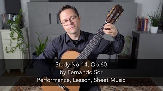 Study No14 Op60 by Fernando Sor and Lesson for Classical Guitar [upl. by Magnien]