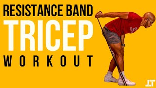 Resistance Band Tricep Workout  4 Tricep Exercises  No Attachment [upl. by Assila]