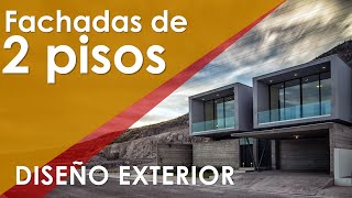 25 FACHADAS DE CASAS DE DOS PISOS Fachadas de viviendas de 2 pisos modernas con terraza y balcón [upl. by Nohsauq838]