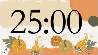 25 Minute Fall Pumpkin Timer Warm Piano Tones at End [upl. by Odranreb]