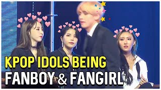 Kpop Idols Fanboying And Fangirling Over BTS [upl. by Ro]