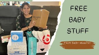 Free Baby Stuff 👶🏻🍼  Freebies  Baby Registry 💝  Pregnancy vlog  Telugu vlogs [upl. by Anua]