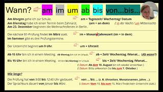 Unterricht A21  temporale Präpositionen und Perfekt  01072024 [upl. by Eerrahs]