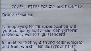 HOW TO WRITE COVER LETTER for CVs RESUMESCOVER LETTER FOR JOB APPLICATION [upl. by Nikolia]