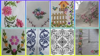 Floral cross stitch Hand embroidery thick cotton  Beautifull Hand cross stitch [upl. by Lledor]