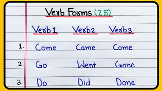 Verb forms  25 Verb forms in English V1 V2 V3  Verb 1 Verb 2 Verb 3  25 Common Verbs in English [upl. by Hegyera]