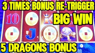 5 DRAGONS SLOT MACHINE BONUS 🦜TRIPLE BONUS RETRIGGER 💰BIG WIN [upl. by Kasper]