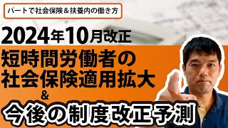 【パートで社会保険＆扶養内の働き方】2024年10月改正短時間労働者の社会保険適用拡大＆今後の制度改正予測 [upl. by Nanyt760]