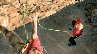 How to belay the leader with a GRIGRI  Belaying techniques [upl. by Cagle]