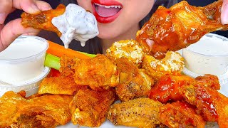 WINGSTOP FRIED CHICKEN WINGS HOT HONEY MANGO HABANERO LEMON PEPPER  ASMR  MUKBANG EATING SOUNDS [upl. by Yelkreb]