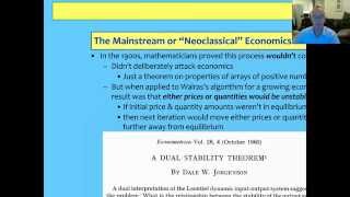 Becoming An Economist Lecture 2 The Mainstream amp why General Equilibrium is unstable [upl. by Doelling]