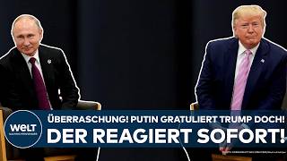 UKRAINEKRIEG Überraschung Wladimir Putin gratuliert Donald Trump doch Der reagiert sofort [upl. by Skerl216]