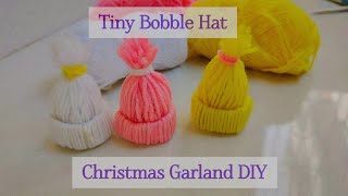 Amazing woolen craft ideas  Easy hand made woolen Pom Pom Hat  Christmas Garland DIY hat [upl. by Jacobina]